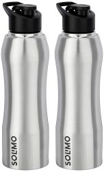 Amazon – Solimo Steel Water Bottles with Flip Top Cap 1L – Set of 2