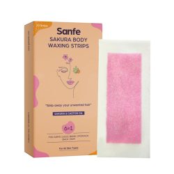 Buy Sanfe Sakura Body Wax Strips for Sensitive Skin with Complementary Cleansing Wipes – 10 Strips