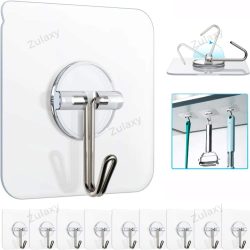 Zulaxy Stainless Steel Wall Hanging Hooks for Wall Without Drilling 10 Pack