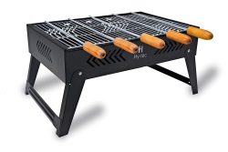 HYBB Blaze Foldable Charcoal Barbeque Grill with 5 Skewers